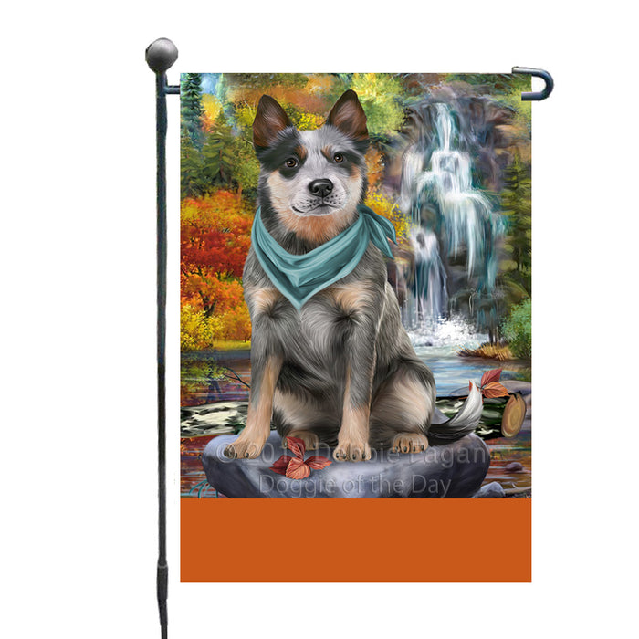 Personalized Scenic Waterfall Blue Heeler Dog Custom Garden Flags GFLG-DOTD-A60937