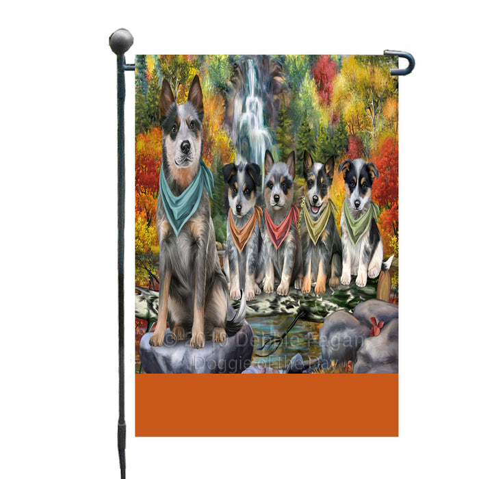 Personalized Scenic Waterfall Blue Heeler Dogs Custom Garden Flags GFLG-DOTD-A60934
