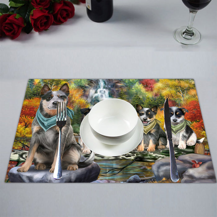 Scenic Waterfall Blue Heeler Dogs Placemat