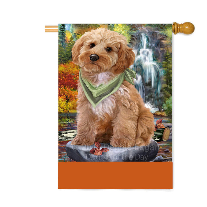 Personalized Scenic Waterfall Cockapoo Dog Custom House Flag FLG-DOTD-A61045