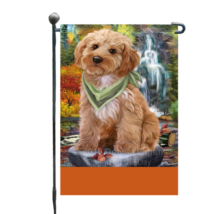 Personalized Scenic Waterfall Cockapoo Dog Custom Garden Flags GFLG-DOTD-A60989
