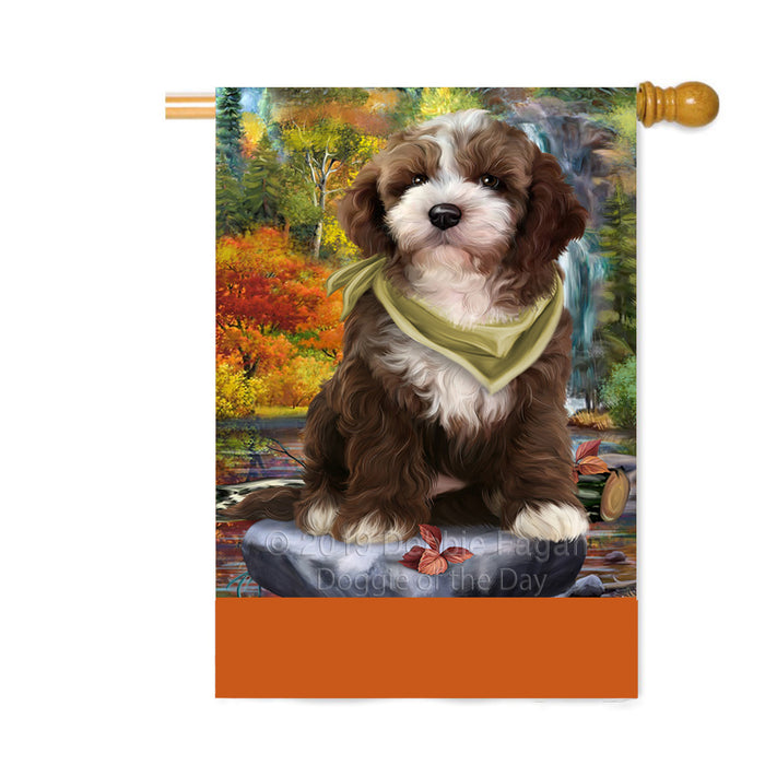 Personalized Scenic Waterfall Cockapoo Dog Custom House Flag FLG-DOTD-A61046