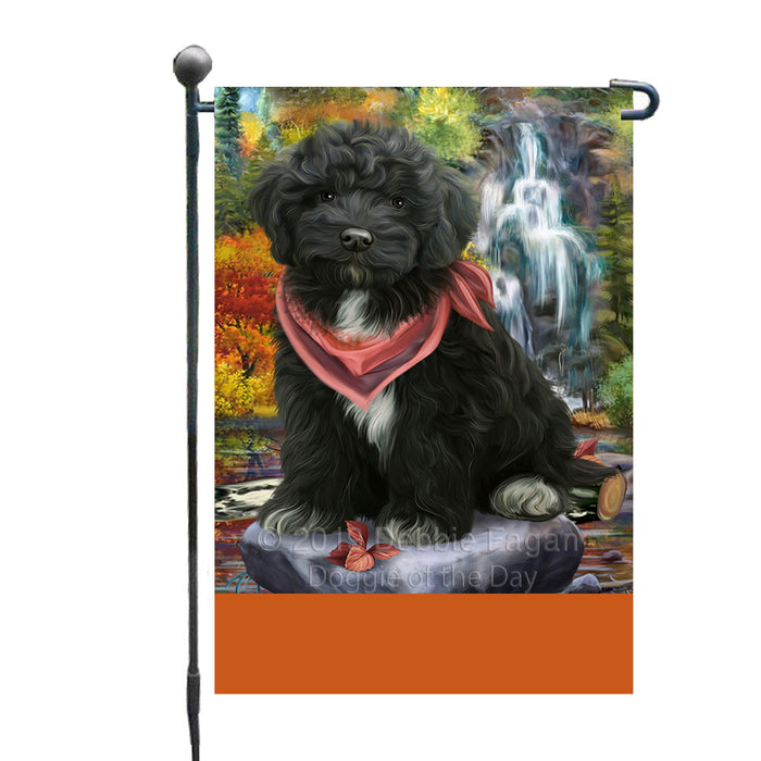 Personalized Scenic Waterfall Cockapoo Dog Custom Garden Flags GFLG-DOTD-A60991