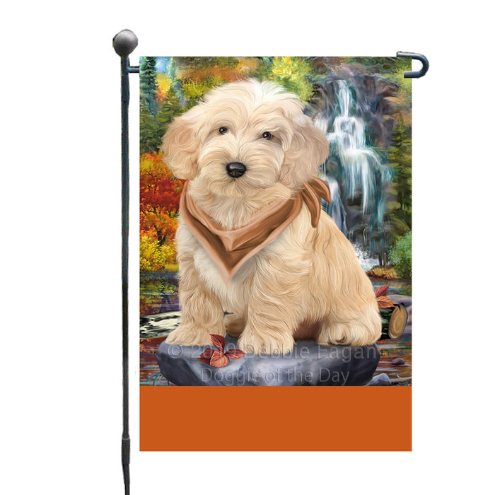 Personalized Scenic Waterfall Cockapoo Dog Custom Garden Flags GFLG-DOTD-A60992