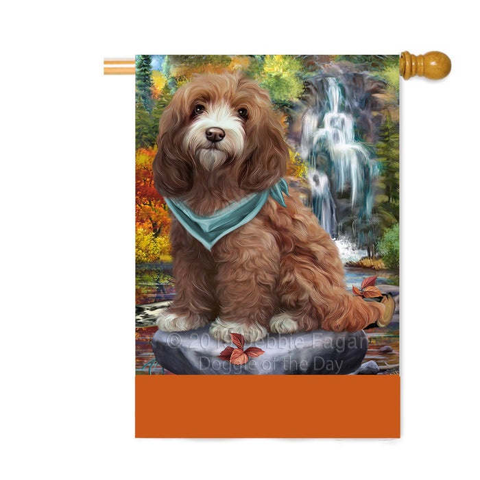 Personalized Scenic Waterfall Cockapoo Dog Custom House Flag FLG-DOTD-A61049
