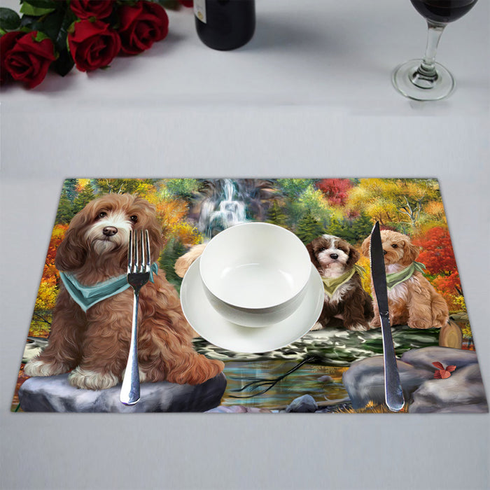 Scenic Waterfall Cockapoo Dogs Placemat