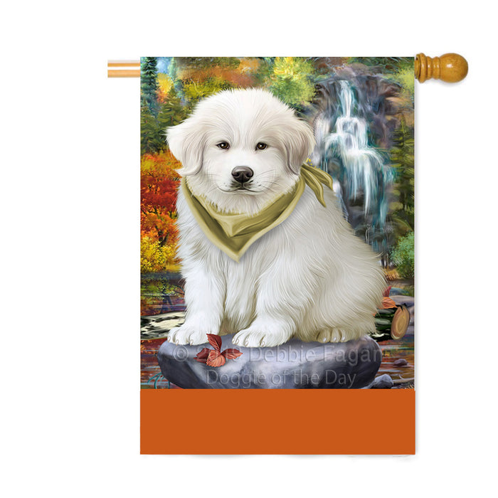 Personalized Scenic Waterfall Great Pyrenees Dog Custom House Flag FLG-DOTD-A61077