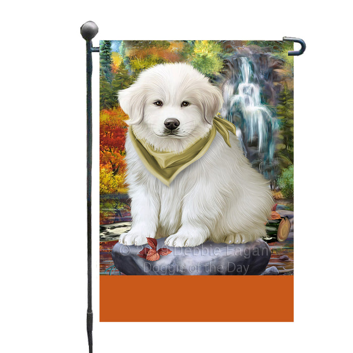 Personalized Scenic Waterfall Great Pyrenees Dog Custom Garden Flags GFLG-DOTD-A61021