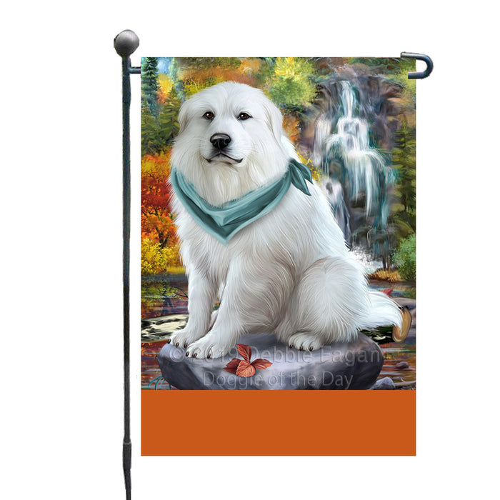 Personalized Scenic Waterfall Great Pyrenees Dog Custom Garden Flags GFLG-DOTD-A61022