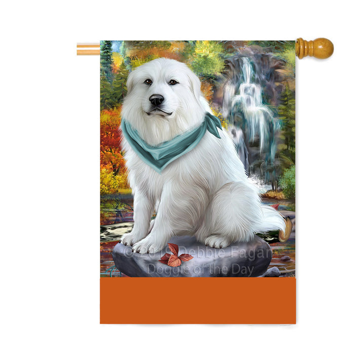 Personalized Scenic Waterfall Great Pyrenees Dog Custom House Flag FLG-DOTD-A61078