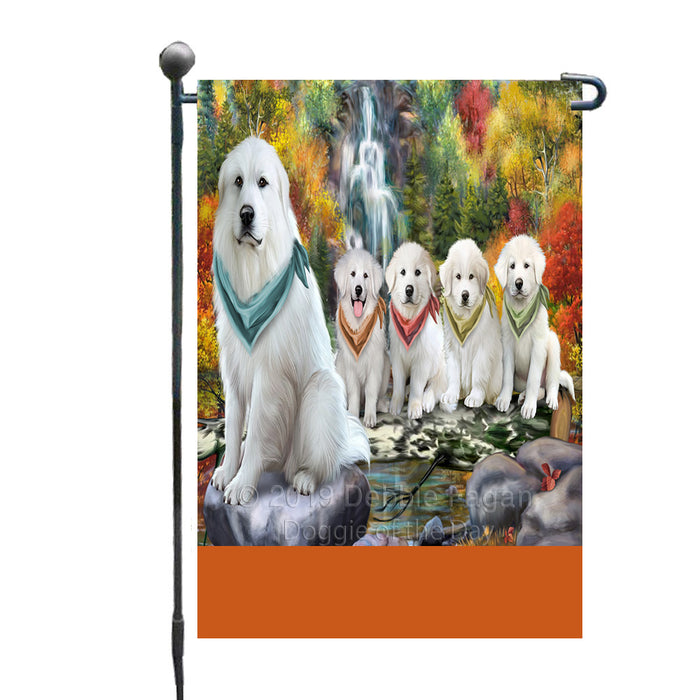 Personalized Scenic Waterfall Great Pyrenees Dogs Custom Garden Flags GFLG-DOTD-A61020