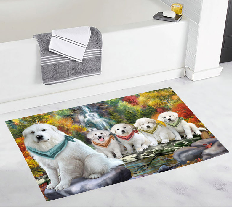 Scenic Waterfall Great Pyrenee Dogs Bath Mat