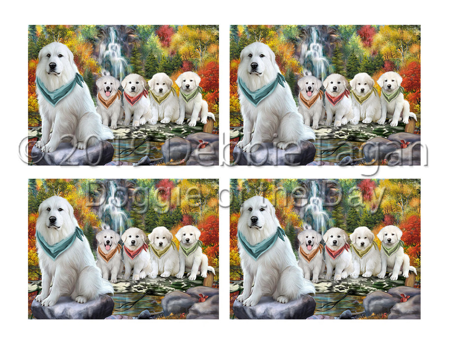 Scenic Waterfall Great Pyrenee Dogs Placemat
