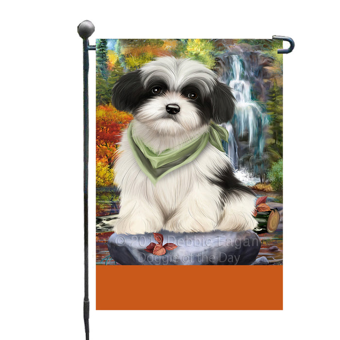 Personalized Scenic Waterfall Havanese Dog Custom Garden Flags GFLG-DOTD-A61027
