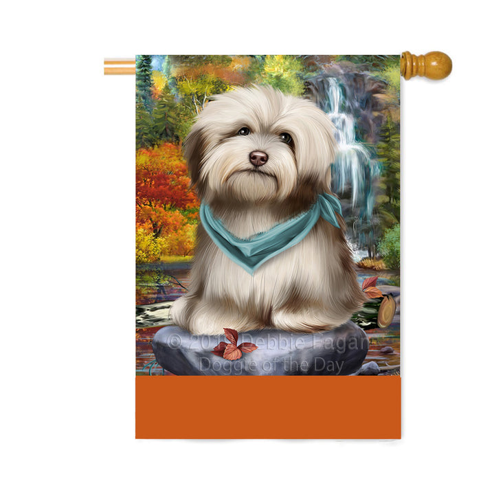 Personalized Scenic Waterfall Havanese Dog Custom House Flag FLG-DOTD-A61084