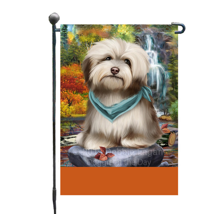 Personalized Scenic Waterfall Havanese Dog Custom Garden Flags GFLG-DOTD-A61028