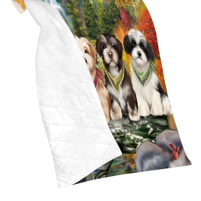 Scenic Waterfall Havanese Dogs Quilt