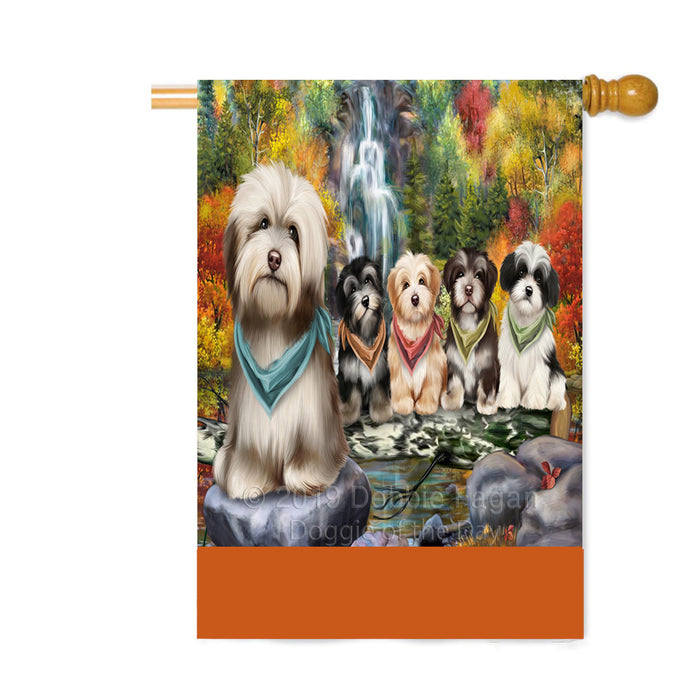 Personalized Scenic Waterfall Havanese Dogs Custom House Flag FLG-DOTD-A61079