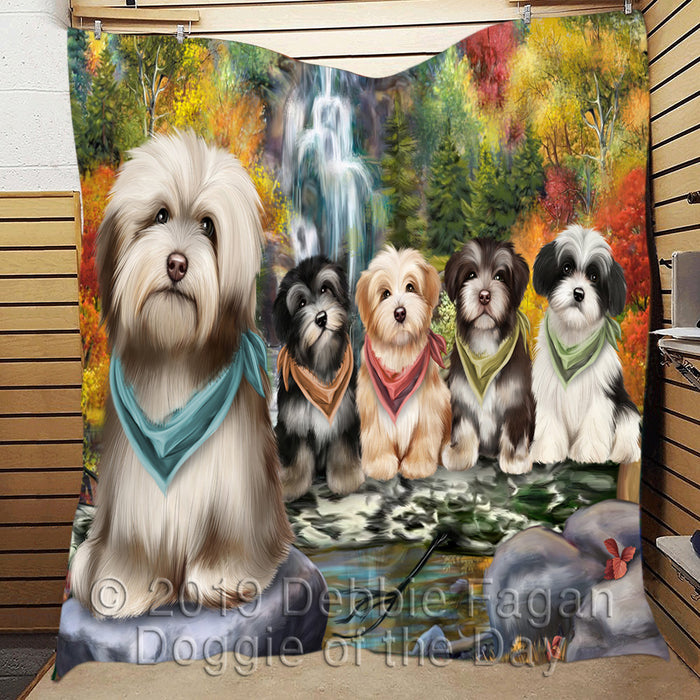 Scenic Waterfall Havanese Dogs Quilt