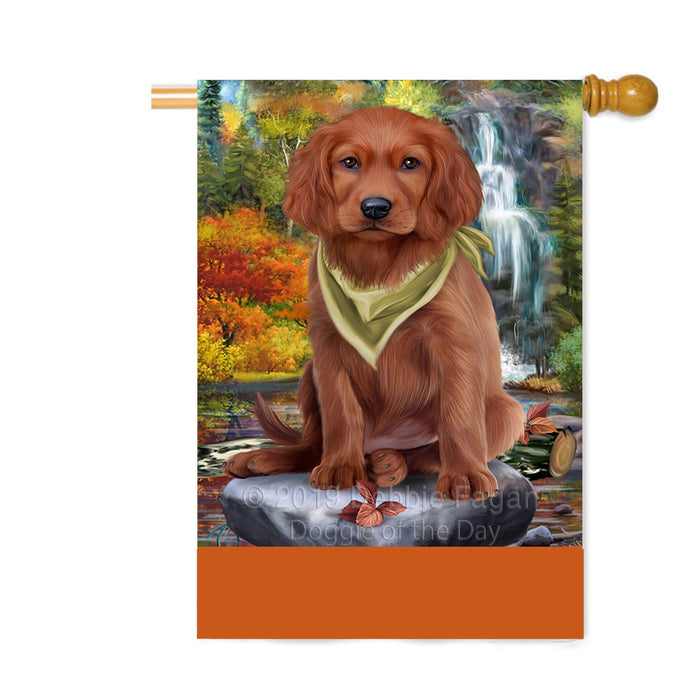 Personalized Scenic Waterfall Irish Red Setter Dog Custom House Flag FLG-DOTD-A61091