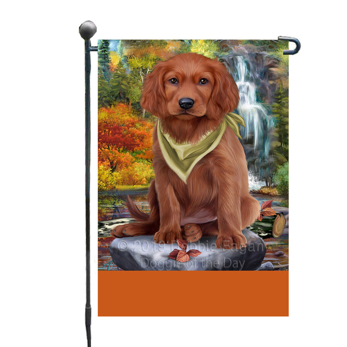 Personalized Scenic Waterfall Irish Red Setter Dog Custom Garden Flags GFLG-DOTD-A61035