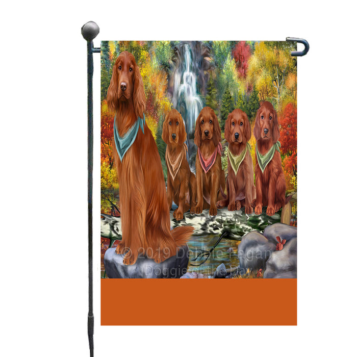 Personalized Scenic Waterfall Irish Red Setter Dogs Custom Garden Flags GFLG-DOTD-A61034