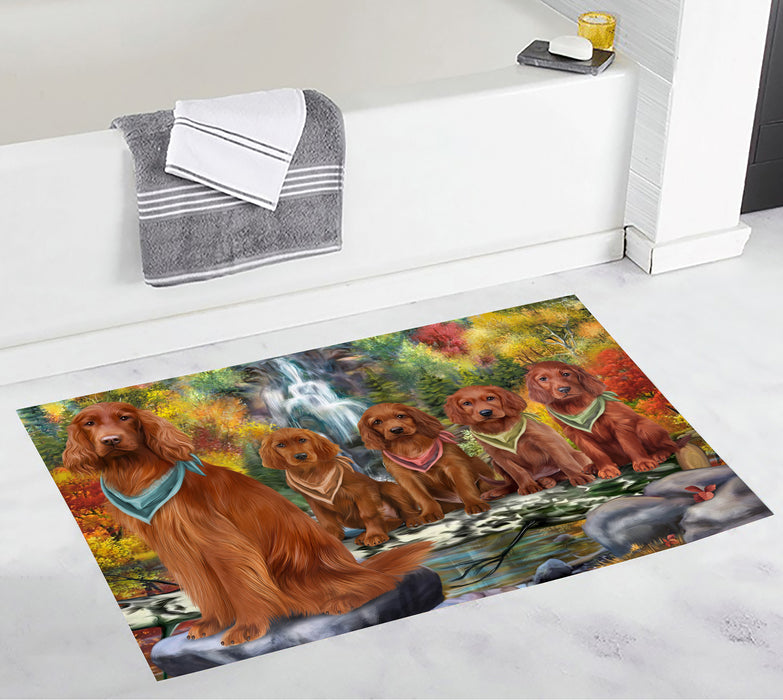 Scenic Waterfall Irish Red Setter Dogs Bath Mat