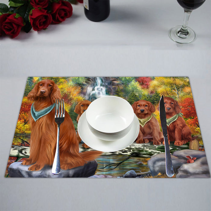 Scenic Waterfall Irish Red Setter Dogs Placemat