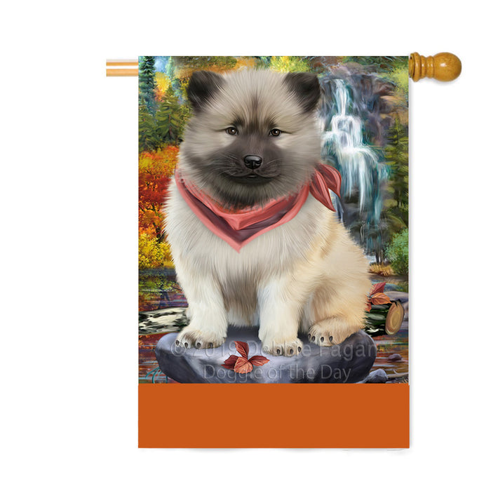 Personalized Scenic Waterfall Keeshond Dog Custom House Flag FLG-DOTD-A61094