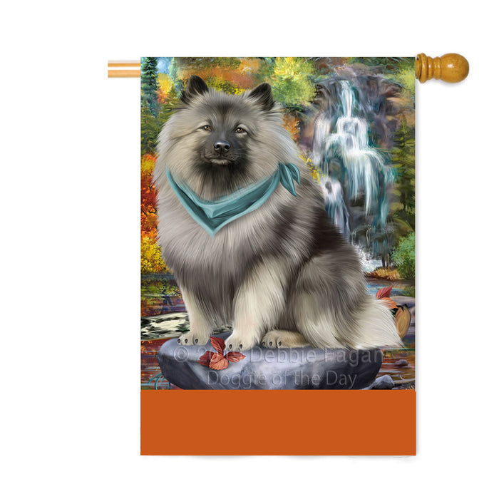 Personalized Scenic Waterfall Keeshond Dog Custom House Flag FLG-DOTD-A61095
