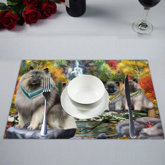 Scenic Waterfall Keeshond Dogs Placemat