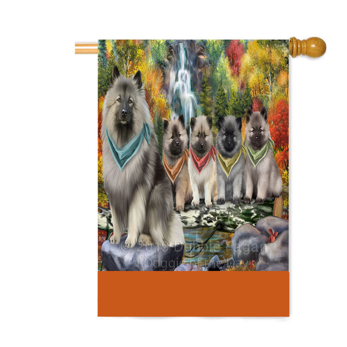 Personalized Scenic Waterfall Keeshond Dogs Custom House Flag FLG-DOTD-A61093