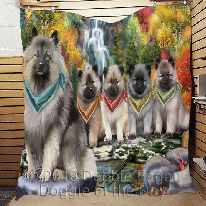 Scenic Waterfall Keeshond Dogs Quilt
