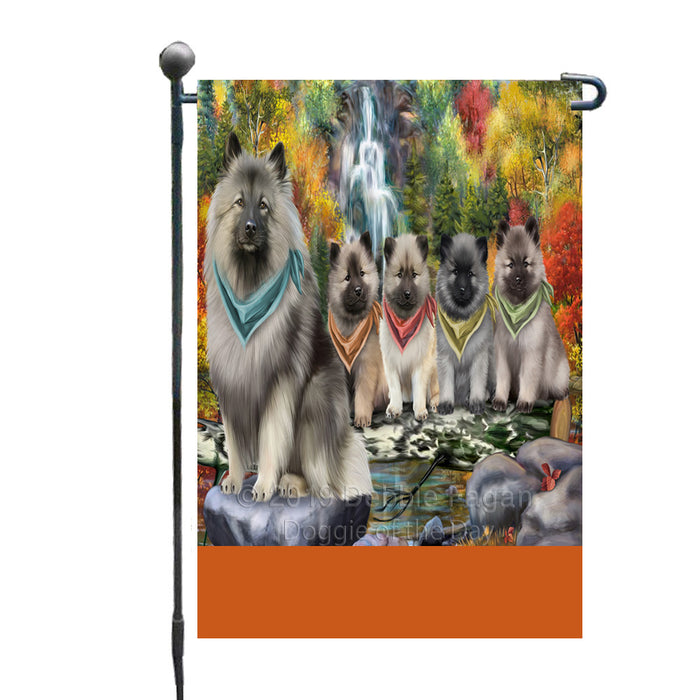 Personalized Scenic Waterfall Keeshond Dogs Custom Garden Flags GFLG-DOTD-A61037