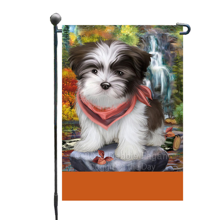 Personalized Scenic Waterfall Malti Tzu Dog Custom Garden Flags GFLG-DOTD-A61056
