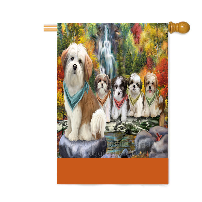 Personalized Scenic Waterfall Malti Tzu Dogs Custom House Flag FLG-DOTD-A61110