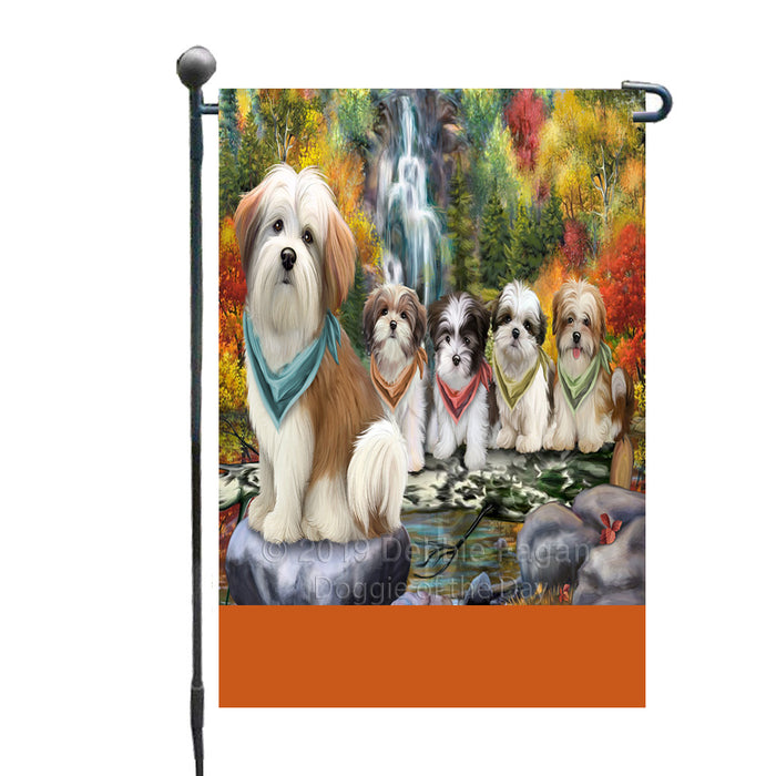 Personalized Scenic Waterfall Malti Tzu Dogs Custom Garden Flags GFLG-DOTD-A61054