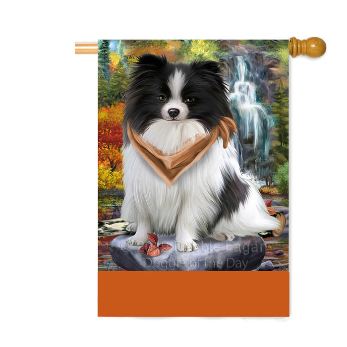 Personalized Scenic Waterfall Pomeranian Dog Custom House Flag FLG-DOTD-A61137
