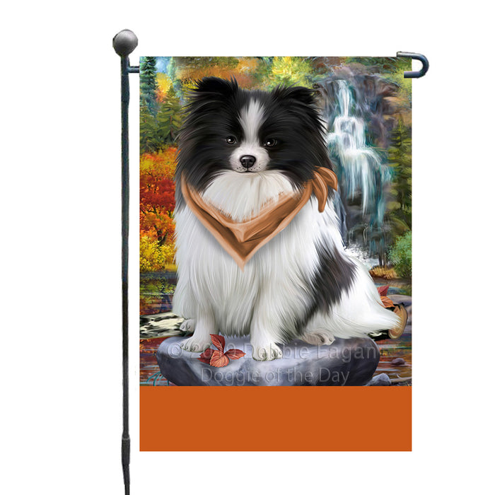 Personalized Scenic Waterfall Pomeranian Dog Custom Garden Flags GFLG-DOTD-A61081