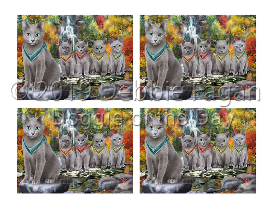 Scenic Waterfall Russian Blue Cats Placemat