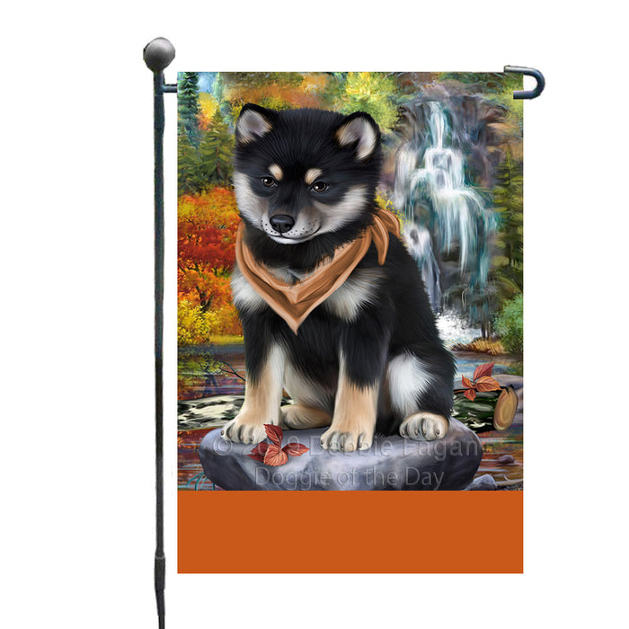 Personalized Scenic Waterfall Shiba Inu Dog Custom Garden Flags GFLG-DOTD-A61126