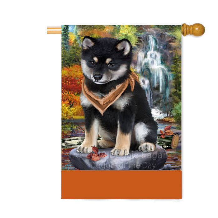 Personalized Scenic Waterfall Shiba Inu Dog Custom House Flag FLG-DOTD-A61182