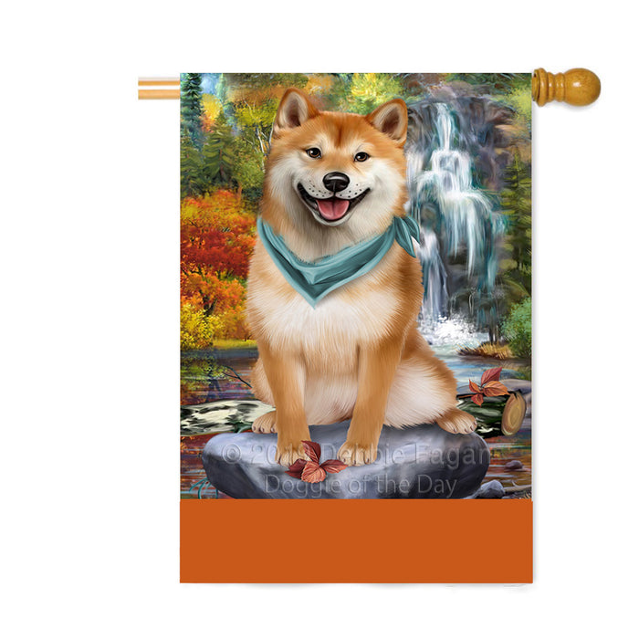 Personalized Scenic Waterfall Shiba Inu Dog Custom House Flag FLG-DOTD-A61184