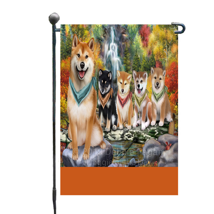 Personalized Scenic Waterfall Shiba Inu Dogs Custom Garden Flags GFLG-DOTD-A61125