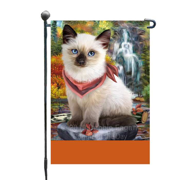 Personalized Scenic Waterfall Siamese Cat Custom Garden Flags GFLG-DOTD-A61136