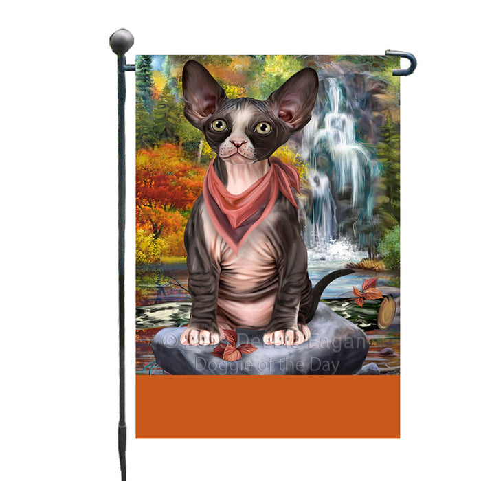 Personalized Scenic Waterfall Sphynx Cat Custom Garden Flags GFLG-DOTD-A61141