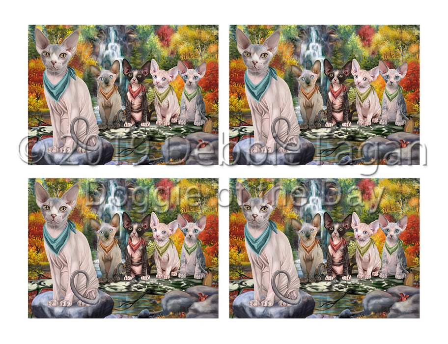 Scenic Waterfall Sphynx Cats Placemat