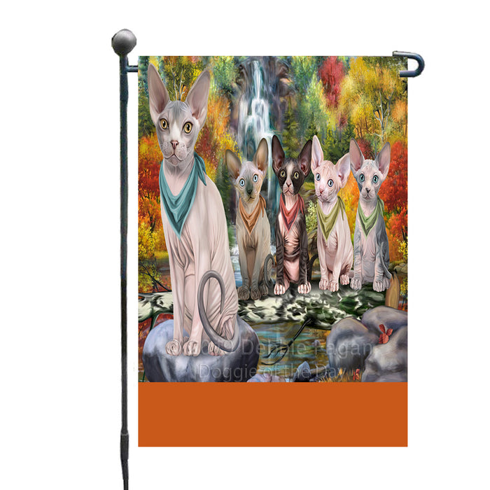 Personalized Scenic Waterfall Sphynx Cats Custom Garden Flags GFLG-DOTD-A61138