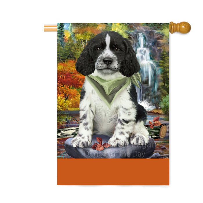 Personalized Scenic Waterfall Springer Spaniel Dog Custom House Flag FLG-DOTD-A61202