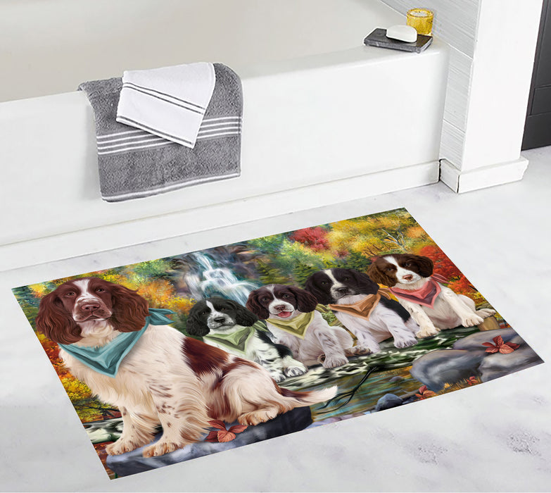 Scenic Waterfall Springer Spaniel Dogs Bath Mat